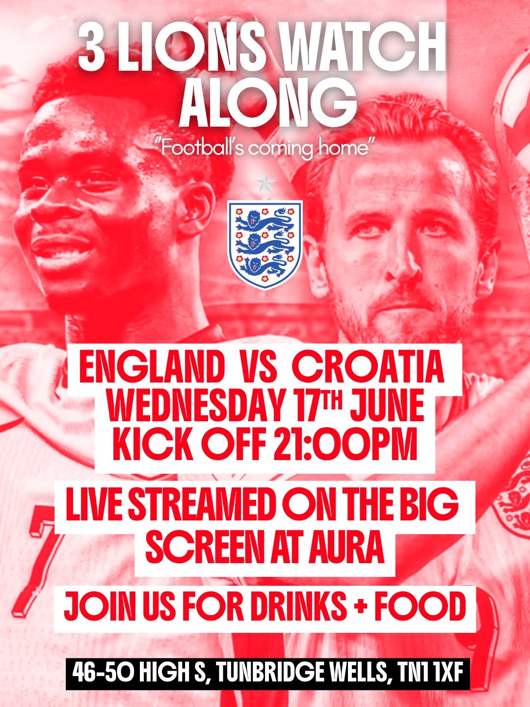 1st WORLD CUP GAME FOR @england WILL BE SHOWN AT AURA ♥️⚽️Come and support in style. Food and Beer 🍺 packages available. SWIPE >>>Wednesday 17th June 🗓️
21:00PM Kick off 🕰️